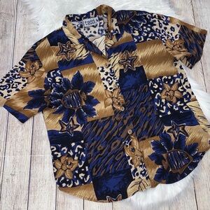 vintage teddi women’s button up blouse size L
